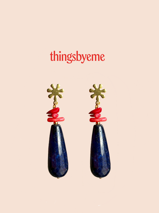 Pendientes gota azul