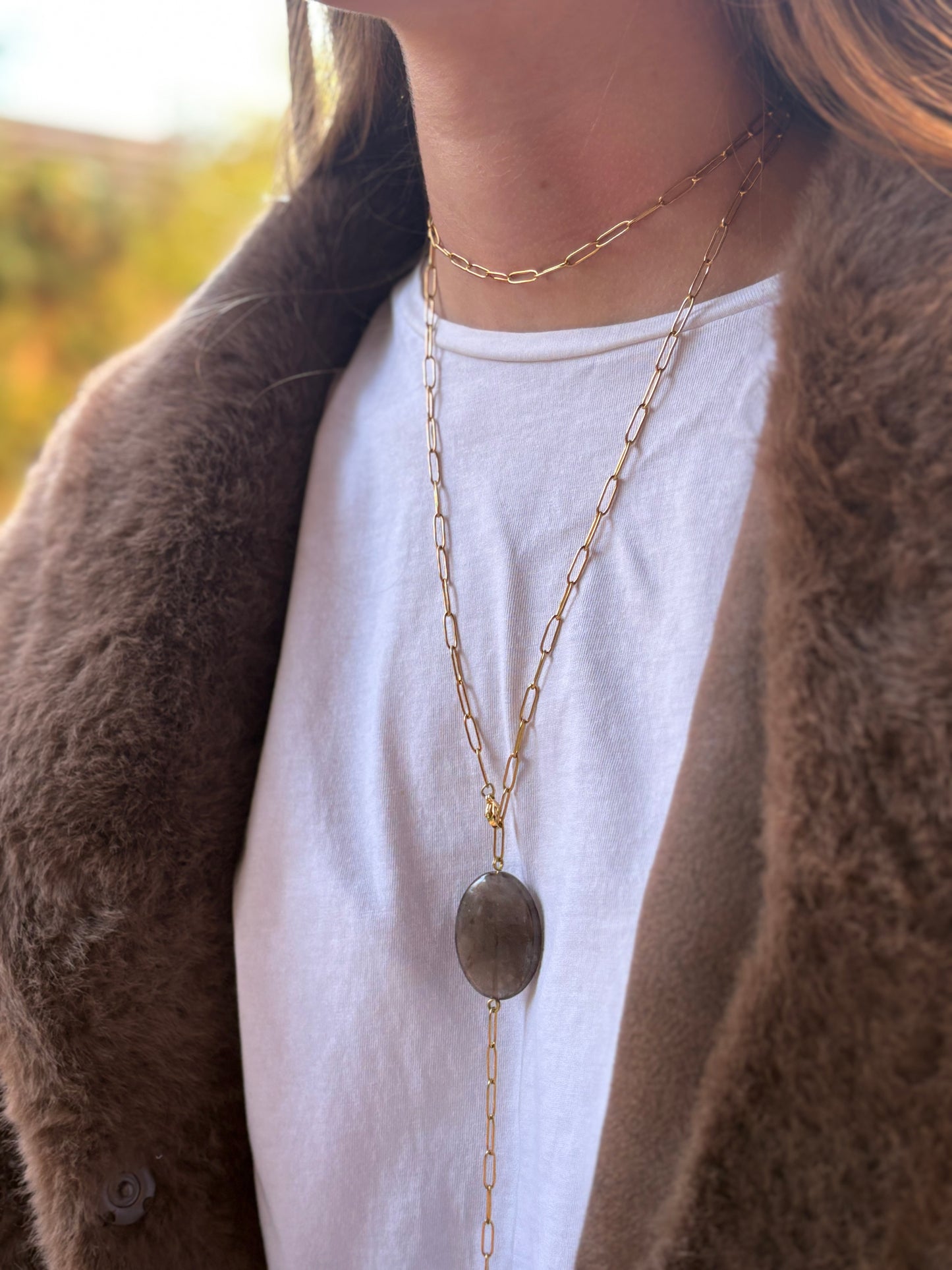 Collar cuarzo marrón