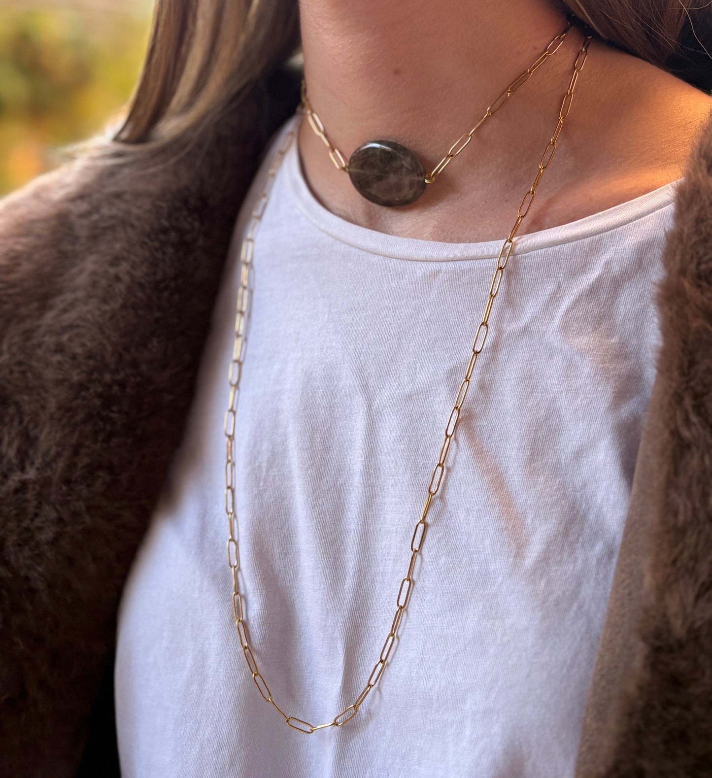 Collar cuarzo marrón