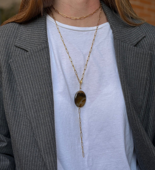 Collar piedra marrón