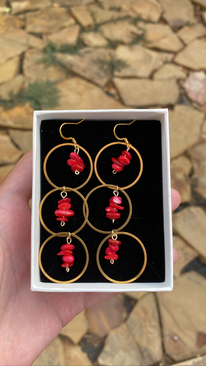 Pendientes aros Coral