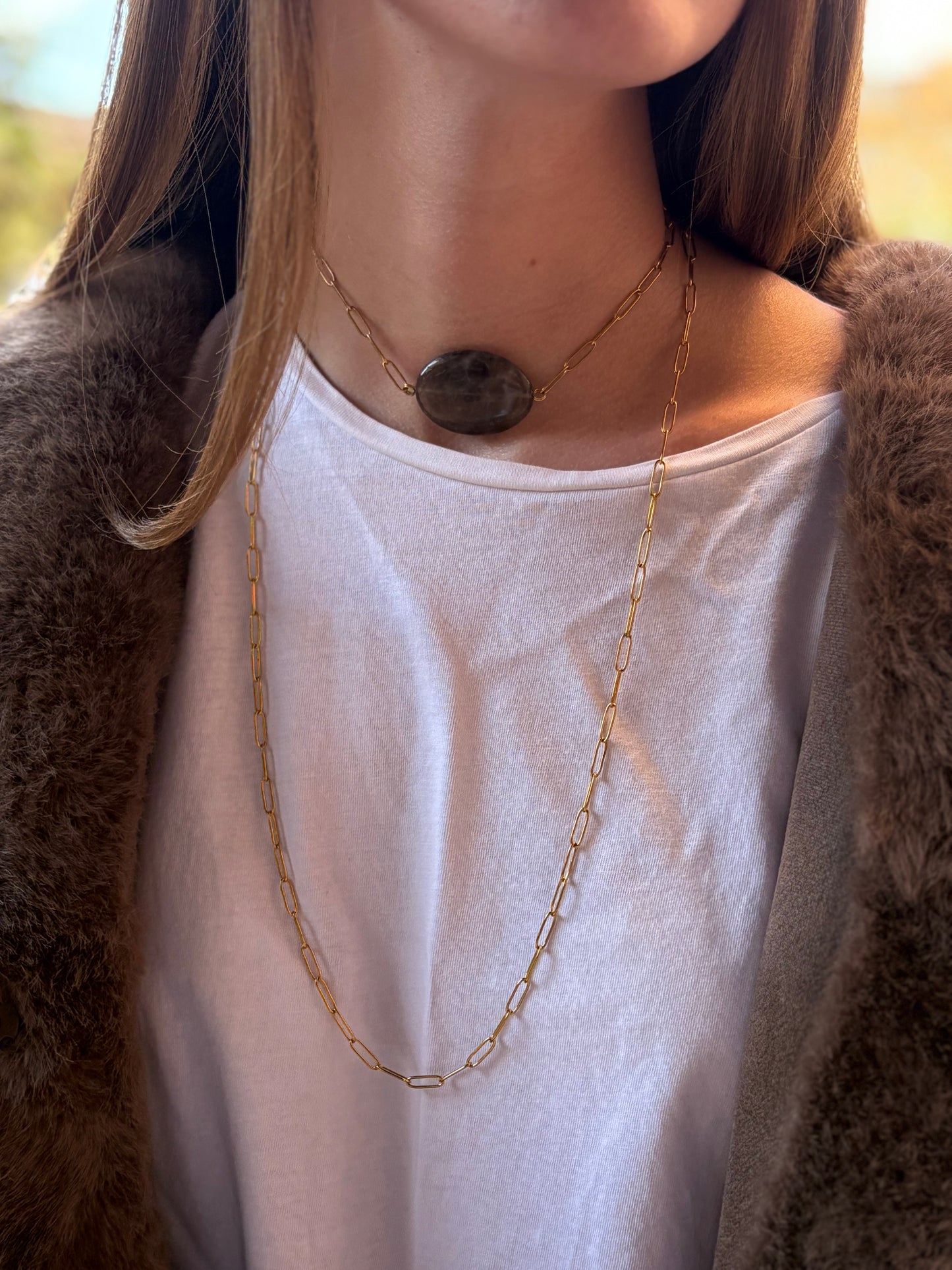 Collar cuarzo marrón