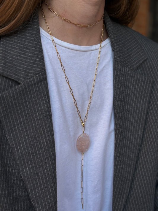 Collar cuarzo rosa